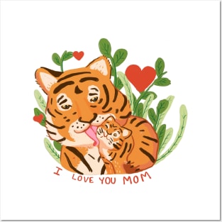 Mama Tiger with baby cub Posters and Art